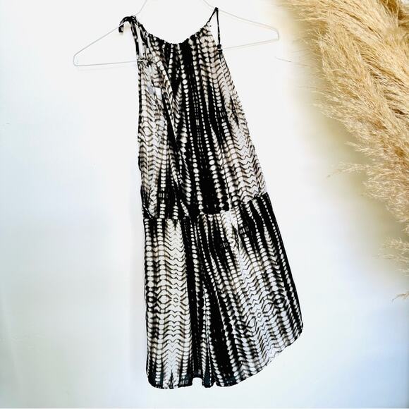 NEW NORDSTROM LEITH Black Brown White Print Shorts Tank Top Halter Tie Romper M - Picture 9 of 12